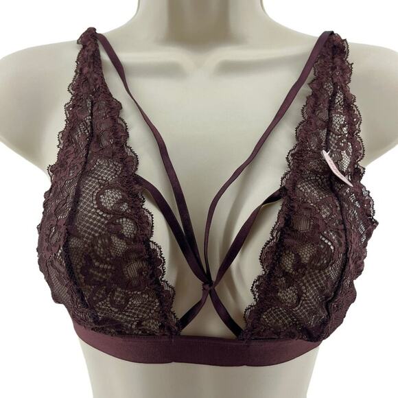 Forever 21 Deep Chocolate Lace Bralette Strappy Small - Picture 1 of 6